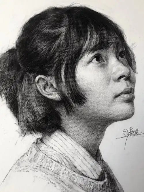 杭州画室素描头像女青年侧面步骤