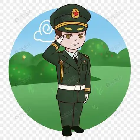 14张向国旗敬礼的军人叔叔卡通简笔画大全军人画像儿童简笔画敬礼q版