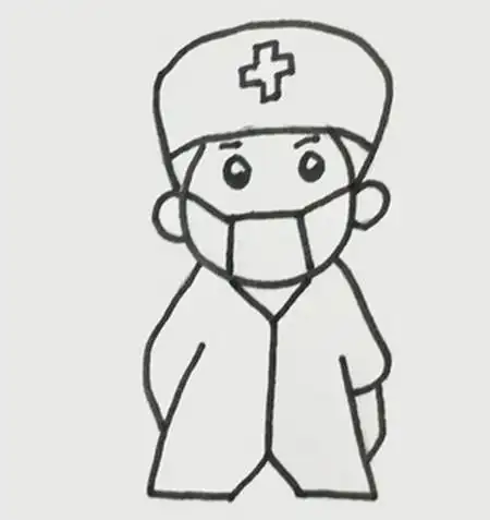 戴口罩的医生简笔画怎么画