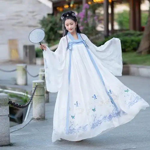 国风传统古装对襟上衣汉服女装蝴蝶民族服装