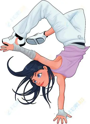 卡通动感舞蹈女子矢量素材下载