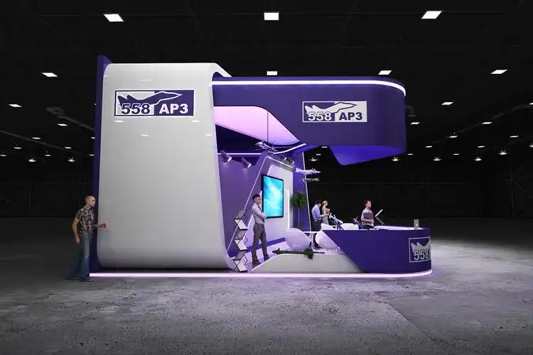 时尚简约现代展位展会3d效果图设计制作