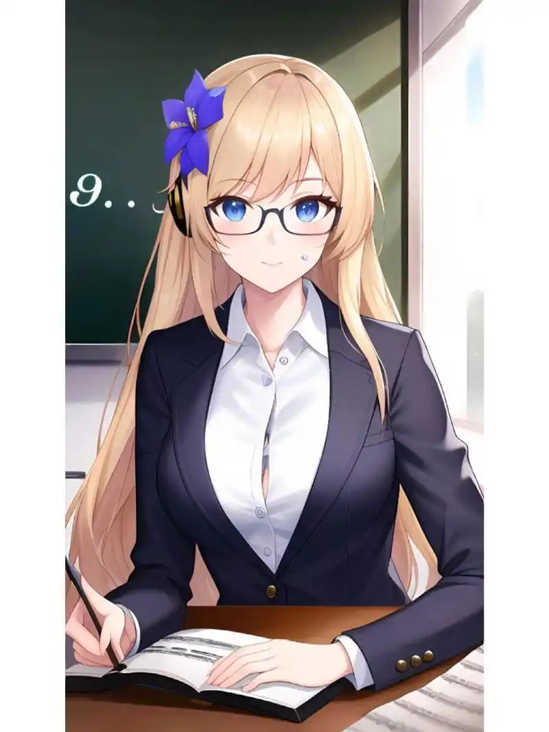 安静优雅的教室女老师,动漫二次元绘画人物