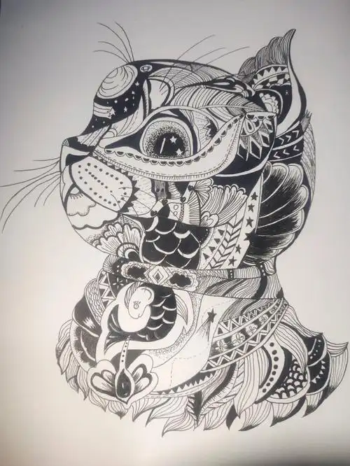 黑白装饰画▏猫咪