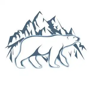 白色北极熊的雪山背景绘制照片