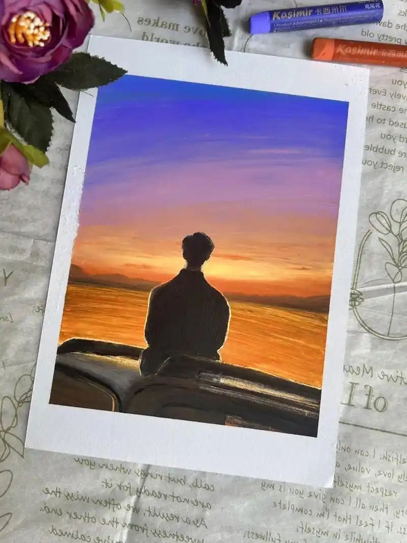 油画棒 | 男生背影过程.#油画棒 #治愈系 #男生背影#油 - 抖音