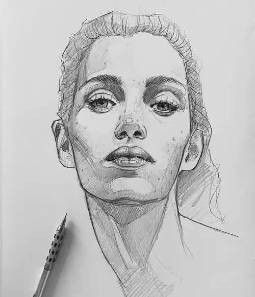 线条清晰的自动铅笔素描,带辅助线!_smdsart_网络_素材