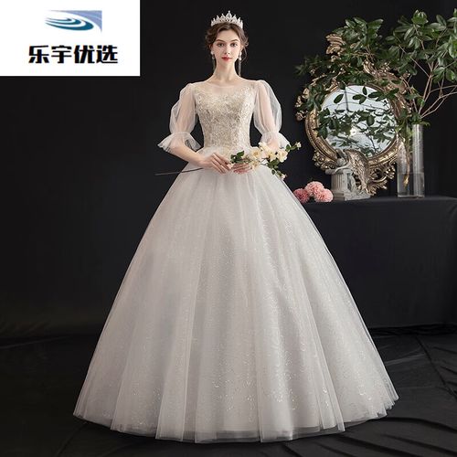 悠曼娅漂亮主婚纱新款新娘森系简约一字肩显瘦法式2023公主风轻出门裙