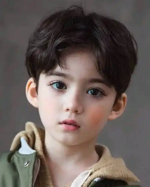 假发男宝宝短发中分可爱婴儿纹理烫帅气自然小男孩发型正太全头套