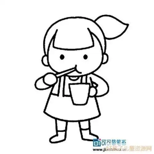 儿童简笔画刷牙的样子