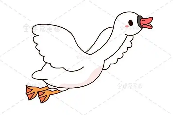 白天鹅简笔画飞在空中的
