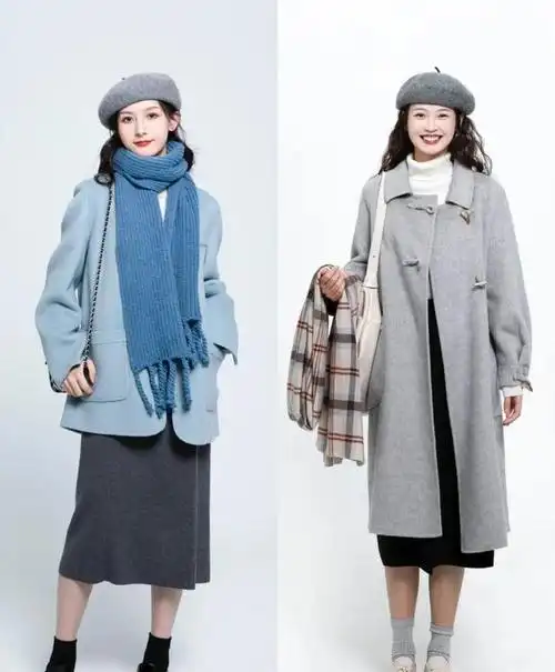 大衣和裙子太配了!冬天大衣搭连衣裙优雅,大衣配半身裙得体