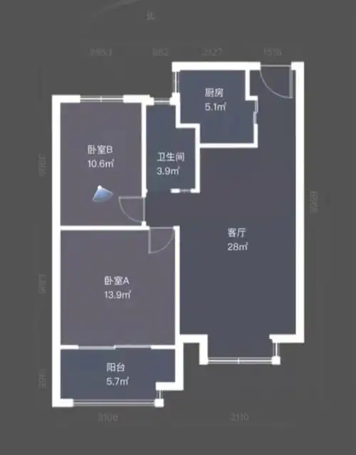 户型改造67㎡二室改三室
