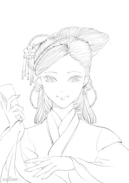 新娘发型简笔画图片展示