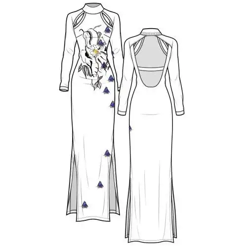 服装设计图|服装设计款式图和服装线稿效果图