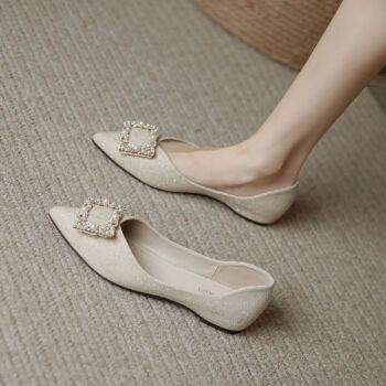 达芙妮daphne2023春款仙女尖头平底瓢鞋春秋温柔配裙子小香风法式软底