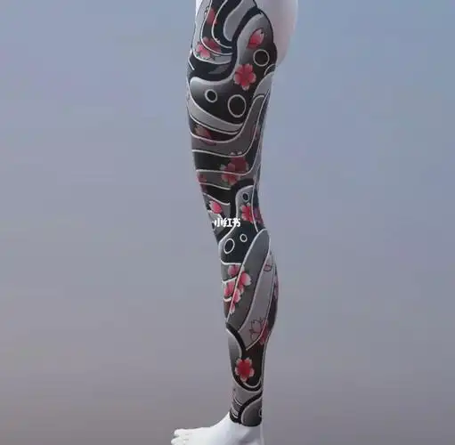 樱花老传统花腿纹身图案手稿