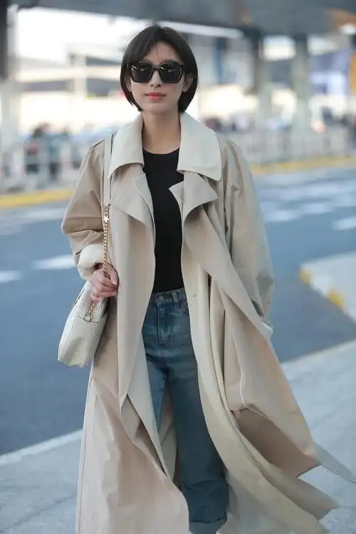 张俪没作品气质也超拽短发配风衣飒姐必备身高优势增加高级感