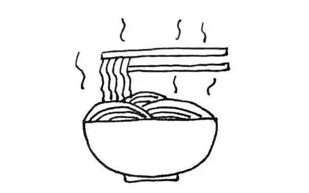 面条简笔画一碗面条的画法步骤图解教程