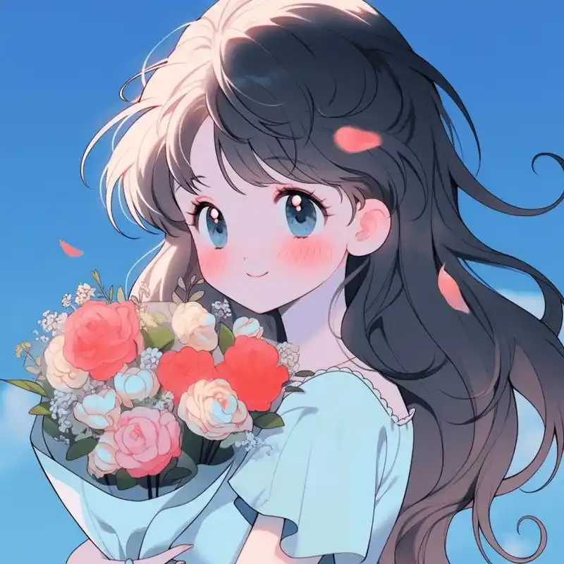 捧花情侣头像(女生版)#头像