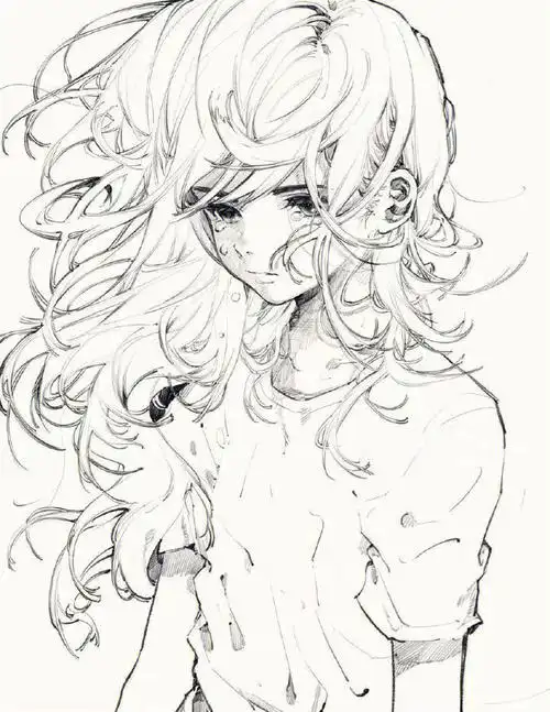 动漫少女人物线稿绘画参考73临摹必备