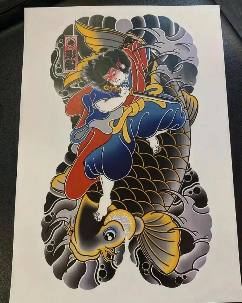 日式老传统满背人物纹身素材