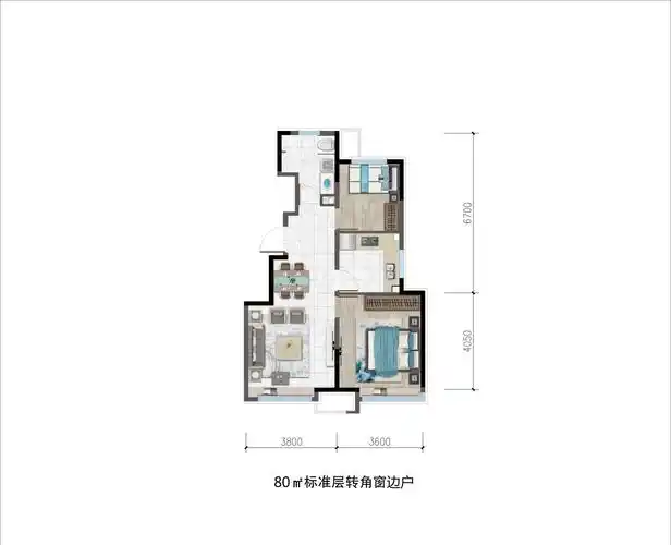 天津蓟州万达广场小高80平米 ,2室2厅,80平米户型图-蓟州万达广场户型