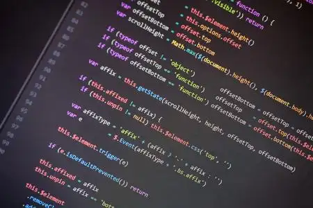 丰富多彩的编程 php 和 html 代码,在监视器上照片