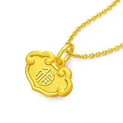 chow tai fook 周大福 福字如意祥云锁足金黄金吊坠