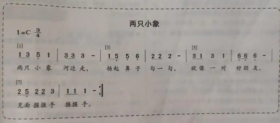 两只小象像一对好朋友一样在河边玩耍,老师突然想到了自己的好朋友