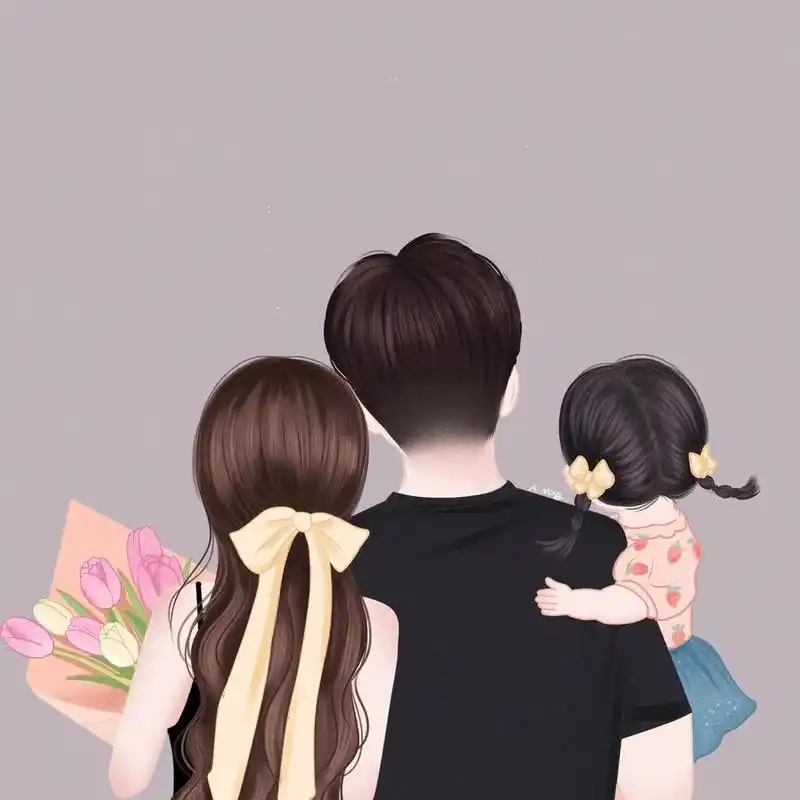 手绘一家四口|一家三口|背影头像可自取98 手绘一家四口|一家三口
