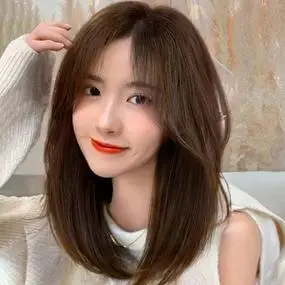 八字刘海光头假发女全头套中长发真人发丝自然长发假发套扎马尾发