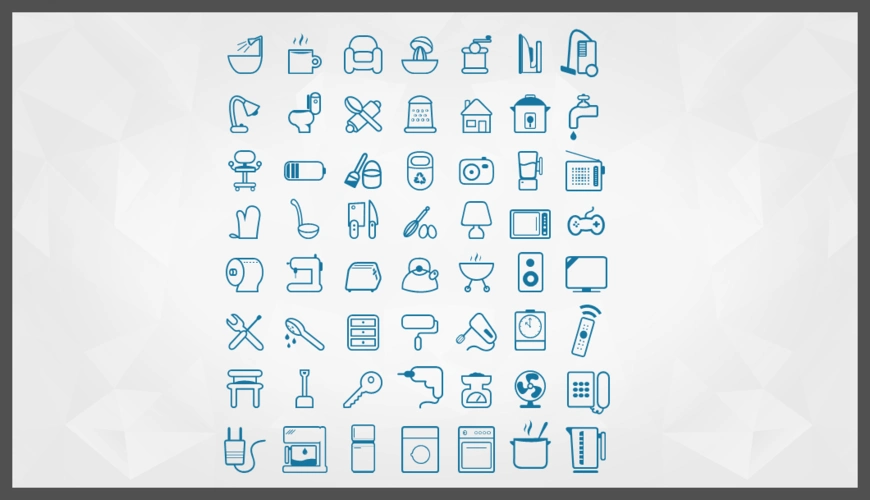 56可编辑线性日常生活用品图标ppt素材模板