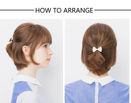 短卷发怎么扎好看图解,半扎头俏皮又甜美(2)