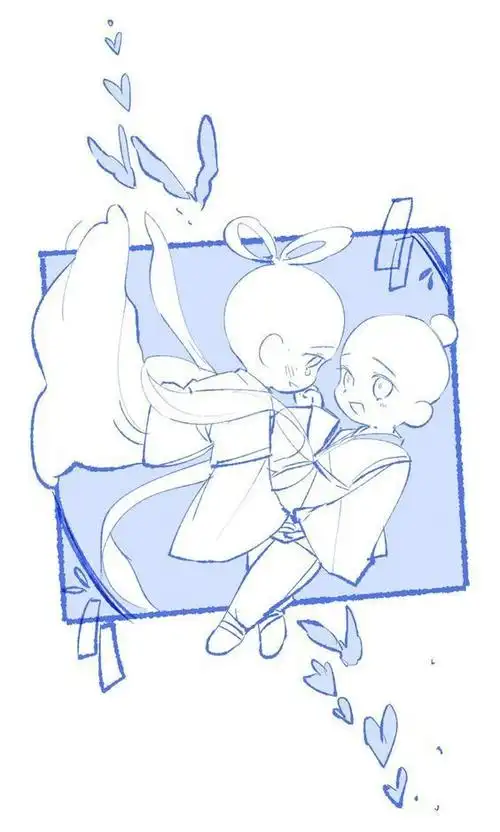 q版双人互动模板#绘画参考##q版