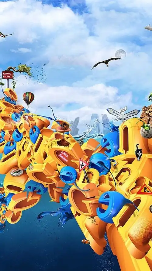 3d字母跃出水面