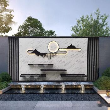 精都 精都不锈钢流水槽新中式园林庭院水系鱼池出水口瀑布墙流水装饰