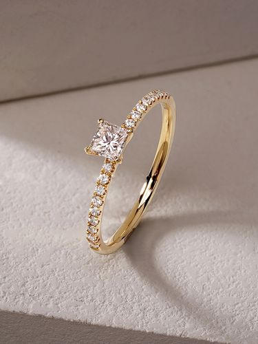 慕景珠宝 2021新款s925银小方糖戒指女 公主方小钻戒婚戒求婚钻戒