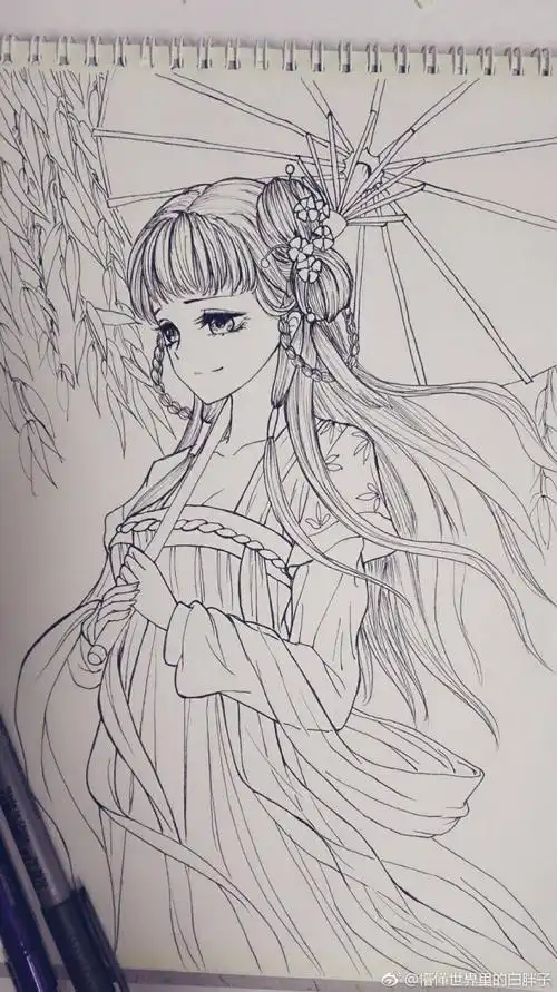 萌萌哒简笔画古装女子简笔画动漫女孩简笔画古装女子古装魏璎珞简笔画