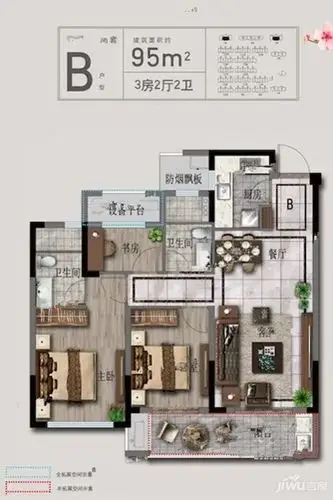 广和江南里高层中间套 b户型