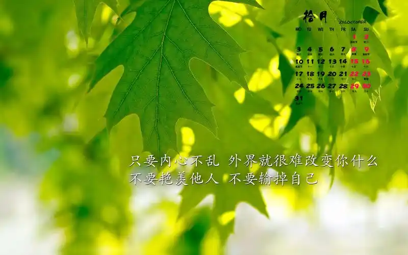 2016年10月日历唯美励志文字壁纸图片大全