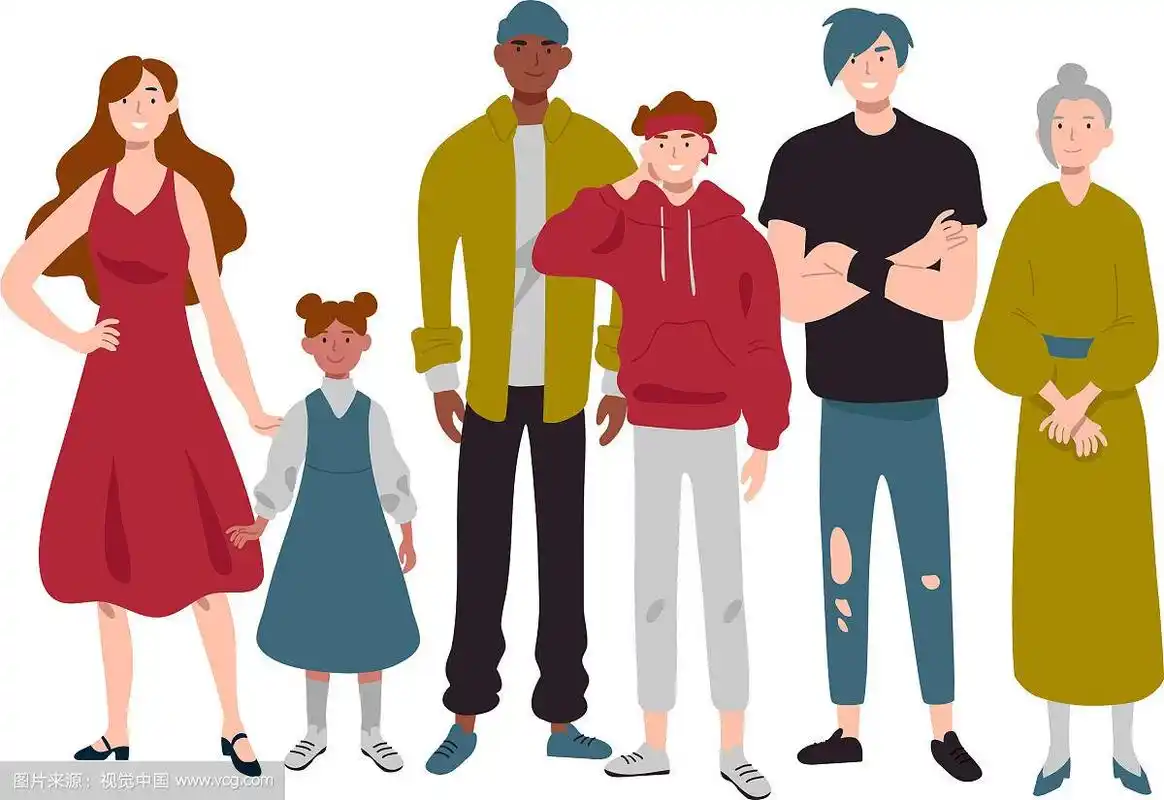 将不同年龄的人分组,童年和青年