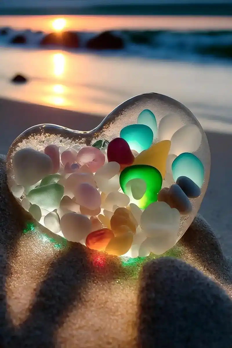 海玻璃."大自然与岁月沉淀而成的宝贝^o^":是在海水中或 - 抖音