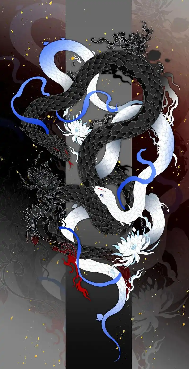 【阴阳双蛇】黑白相交,缠绕相依,阴阳转换,生生不息. #绘画 - 抖音