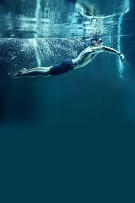 阳光沙滩旅游海报背景素材手绘卡通儿童健身游泳培训招生蓝色背景海报