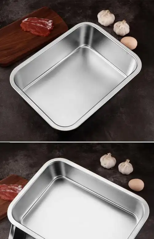 haoyangdao不锈钢盆长方形商用带盖大号家用厨房铁盆子特大加高深加深