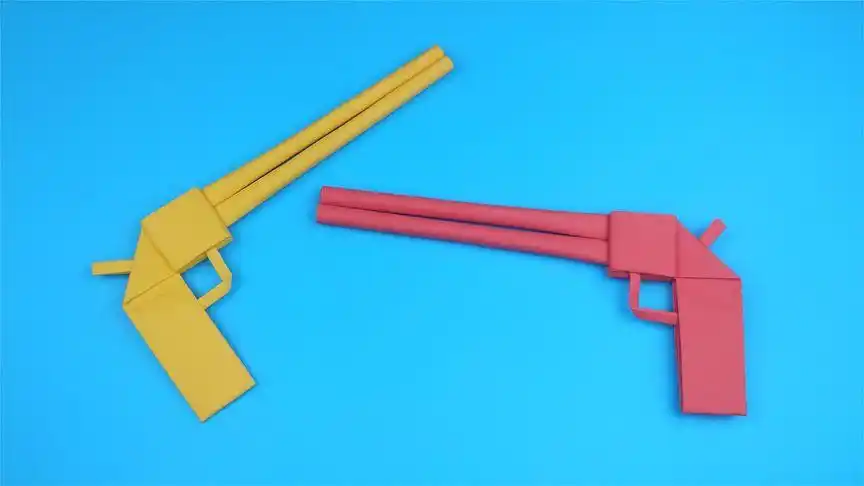 教你折超级帅气的双管枪,小朋友的最爱,手工diy折纸教学-生活视频