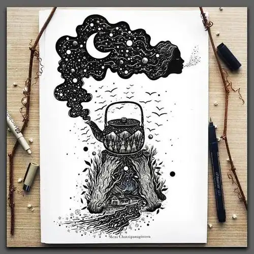 黑白线条艺术画(创意黑白画图片大全)  4