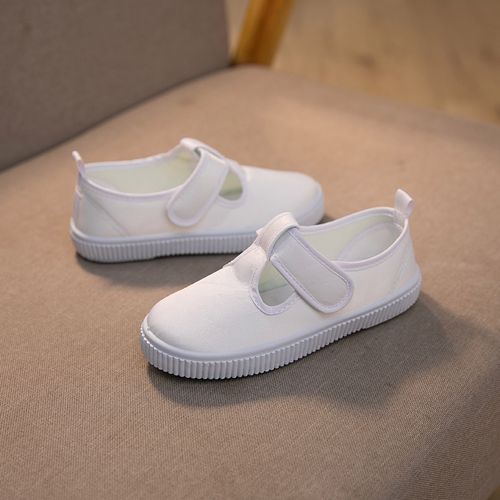 布鞋儿童白球鞋软底绑带男童白布鞋小白鞋幼儿园童鞋帆布鞋