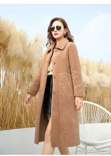 狄华轶羊剪绒大衣女2019新款皮毛一体加厚颗粒绒羊羔毛风格外套 - 狄